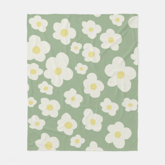 Manta Polar Floral verde y blanco (Anverso)