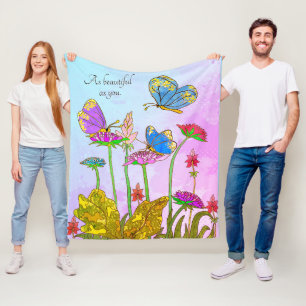 Manta Polar Floral vibrante y mariposas - tan bellas como tú