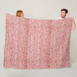 Manta Polar Floral Vintage Moderna Sobre Madera Muy Popular