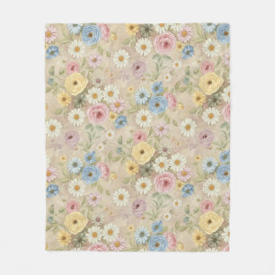 Manta Polar Floral Vintage Rosa Daisy Suave y Acogedora