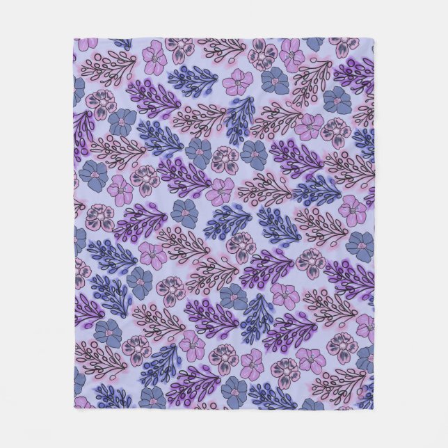 Manta Polar Floral violeta (Anverso)