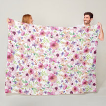 Floral Watercolor Fleece Blanket