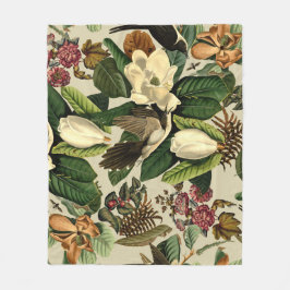 Manta Polar Floral Y Aves Xxi-ii