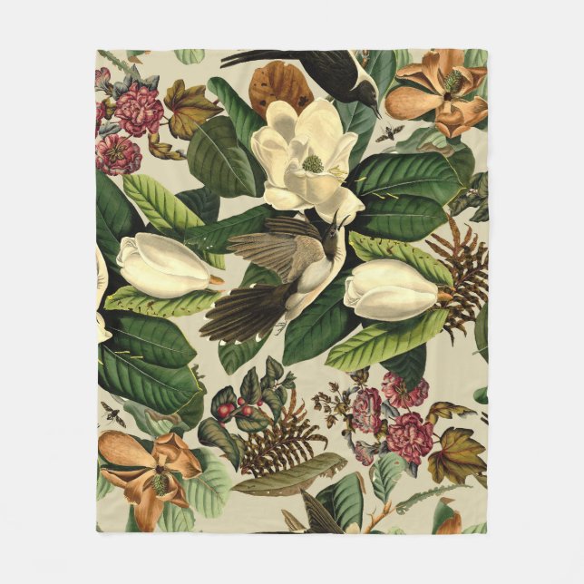 Manta Polar Floral Y Aves Xxi-ii (Anverso)