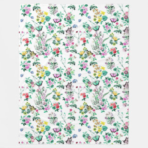 Manta Polar Floral y mariposas Bonito