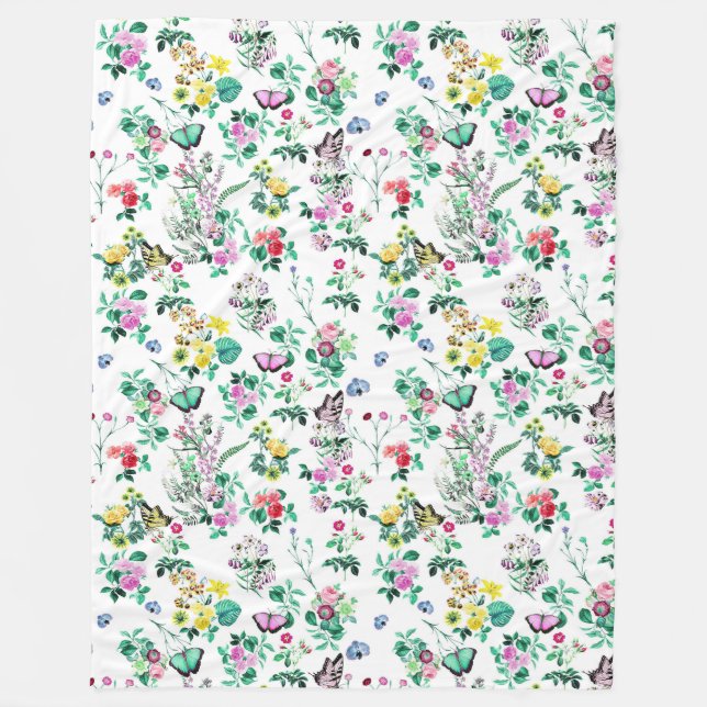 Manta Polar Floral y mariposas Bonito (Anverso)