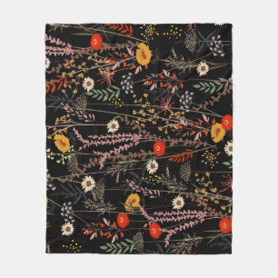 Manta Polar Floreciente pradera flor mano dibujada