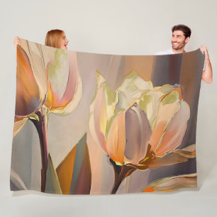 Manta Polar Florecimiento Silencioso – Tulipanes Abstractos en