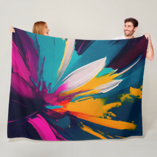 Manta Polar Florecimiento Vívido – Energía Floral Abstracta Ex