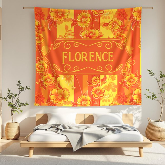 Manta Polar Florencia Floral amarilla y Naranja (detail)