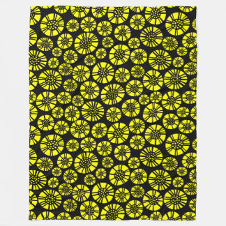 Manta Polar Flores abstractas 031023 - Amarillo sobre negro