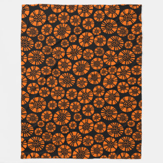 Manta Polar Flores abstractas 031023 - Naranja en negro
