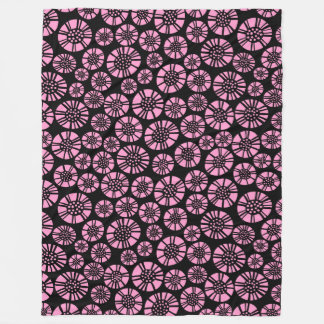 Manta Polar Flores abstractas 031023 - Rosa en negro