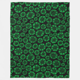 Manta Polar Flores Abstractas 031023 - Verde Césped sobre Negr