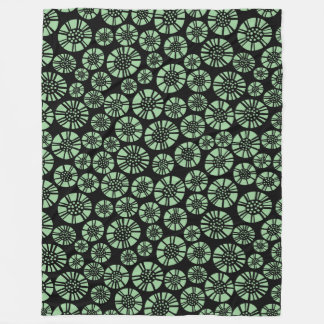 Manta Polar Flores abstractas 031023 - Verde oscuro sobre negr