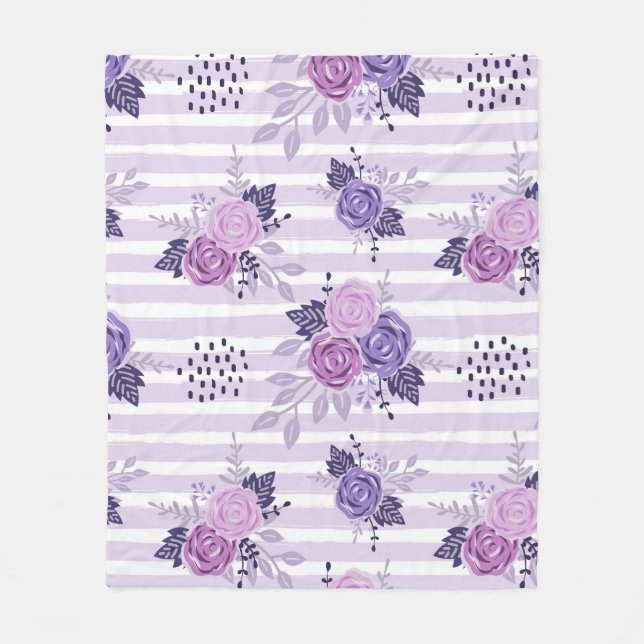 Manta Polar Flores acuáticas con rayas (Anverso)