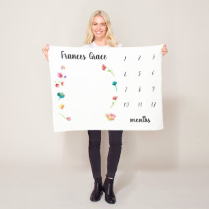 Manta Polar Flores acuáticas en el mes del hito del bebé