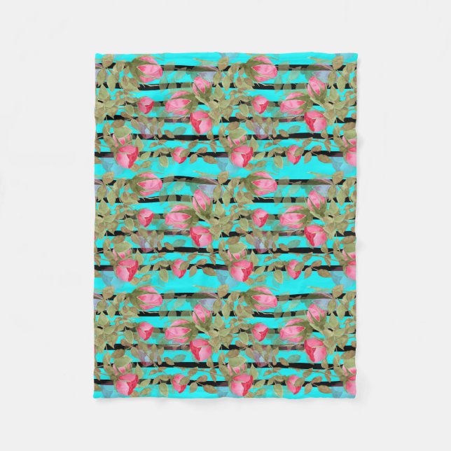 Manta Polar Flores acuáticas sin foco rosas rosas rosales flor (Anverso)