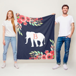 Manta Polar Flores acuáticas y elefantes blancos de moda