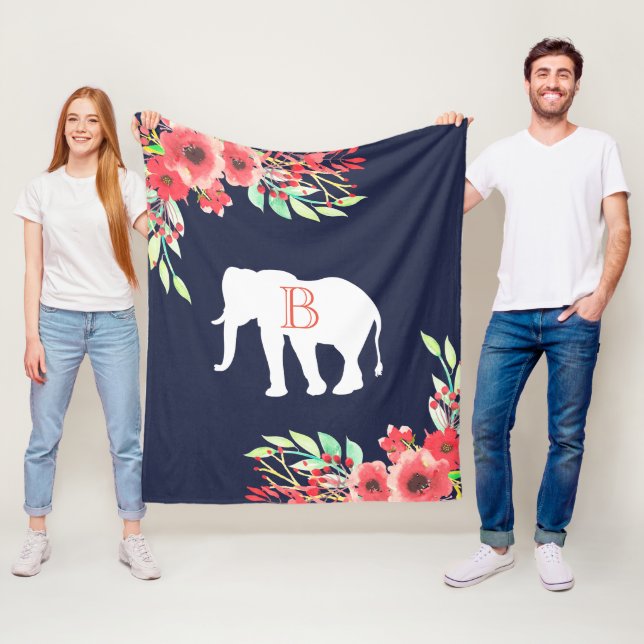 Manta Polar Flores acuáticas y elefantes blancos de moda (In situ)
