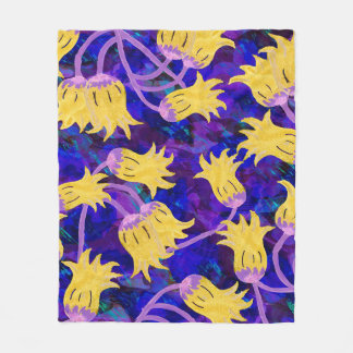 Manta Polar Flores amarillas acuarela patrón transparente