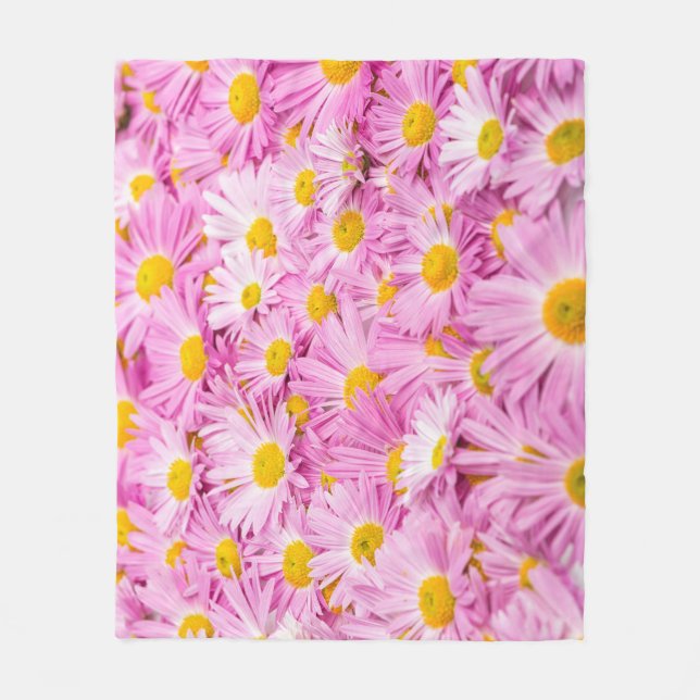 Manta Polar Flores Amarillas Rosadas fondo transparente (Anverso)