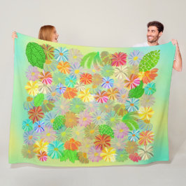 MANTA POLAR FLORES ASTER & CONE Y HOJAS TROPICALES COLOR DEL A