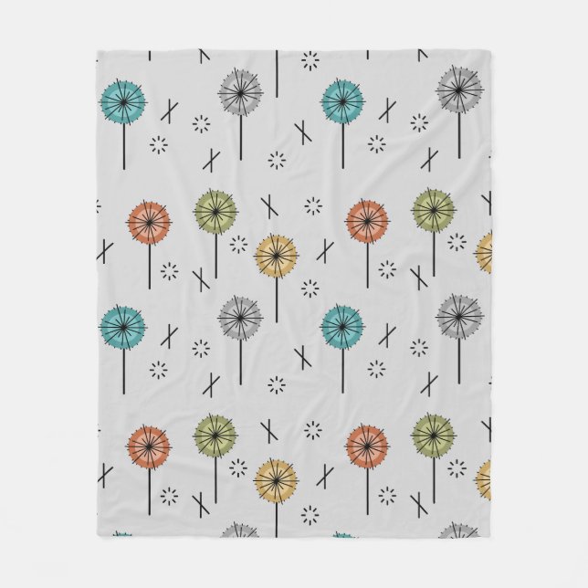 Manta Polar Flores atómicas retro multicolores (Anverso)