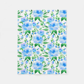Manta Polar Flores azul acuáticas