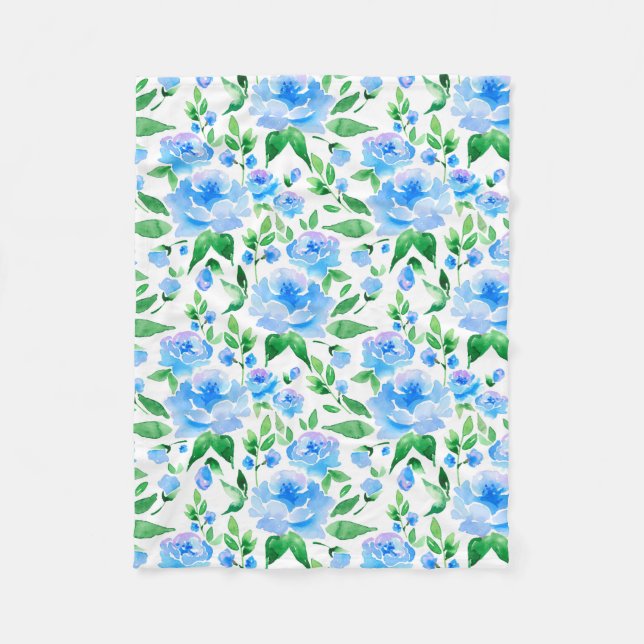 Manta Polar Flores azul acuáticas (Anverso)
