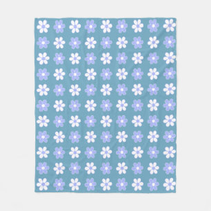 Manta Polar Flores azul cielo y blancas sobre azul