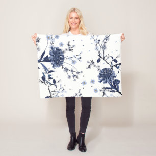 Manta Polar Flores azules