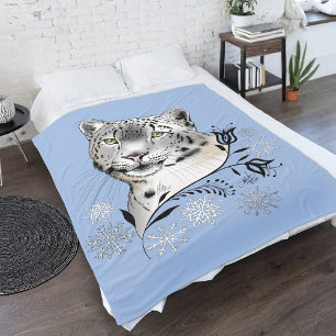 Manta Polar Flores azules de leopardo de las nieves