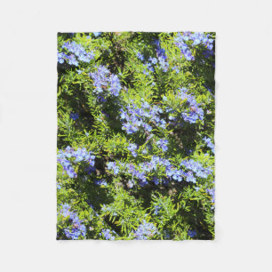 Manta Polar flores azules del romero en verde