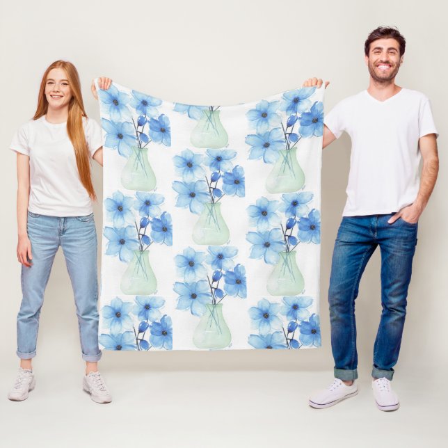 Manta Polar Flores azules en un jarrón Tarjetas de notas (In situ)