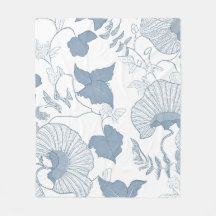 Flores azules japonesas de fondo blanco