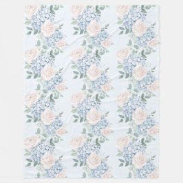 Manta Polar Flores Azules Rosadas Románticas