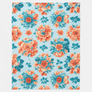 Manta Polar Flores azules y Naranjas serenas: Delicado de la n
