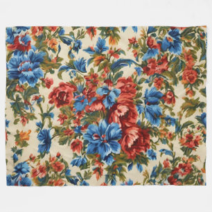 Manta Polar Flores azules y rojas exuberantes italianas con ho