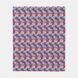 Manta Polar Flores azules y rosas