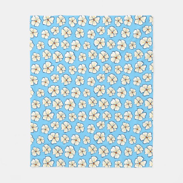 Manta Polar Flores blancas sobre un fondo azul (Anverso)