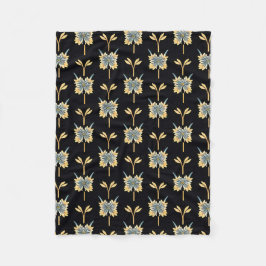 Manta Polar Flores Botánicas Azules Amarillas para Decoración