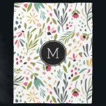Manta Polar Flores botánicas monogramadas y coloridas<br><div class="desc">Elegante adorable y colorido estampado botánico de flores y hojas sin fisuras.</div>