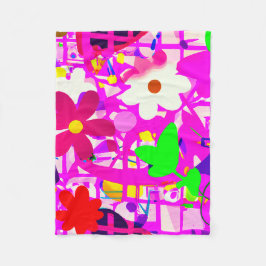 Manta Polar Flores brillantes de arte pop