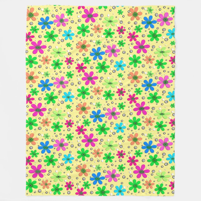 Manta Polar Flores chamomiles brillantes multicolores sobre un (Anverso)