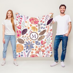 Manta Polar Flores coloridas abstractas