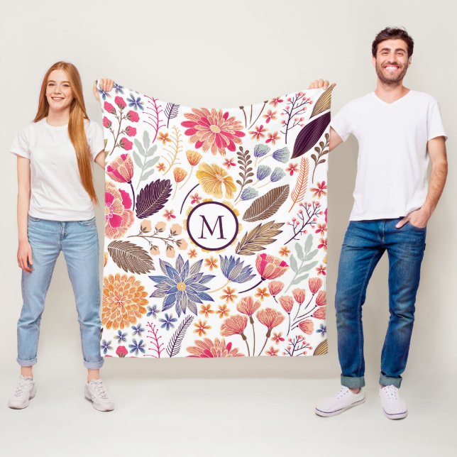 Manta Polar Flores coloridas abstractas (In situ)