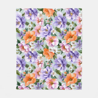 Manta Polar Flores coloridas silenciadas Flor boho