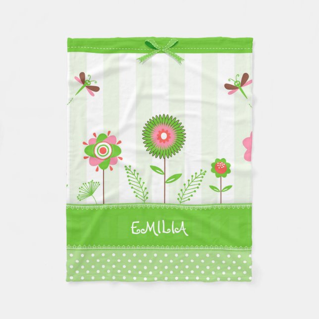 Manta Polar Flores Coloridas Y Puntos Blancos (Anverso)