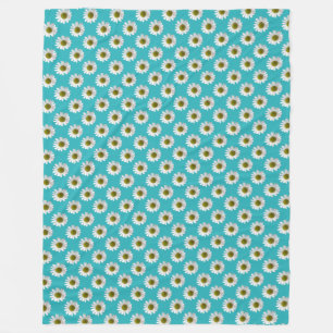 Manta Polar Flores con huellas florales en azul turquesa